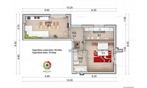 Apartament 2 camere 53,4 mp